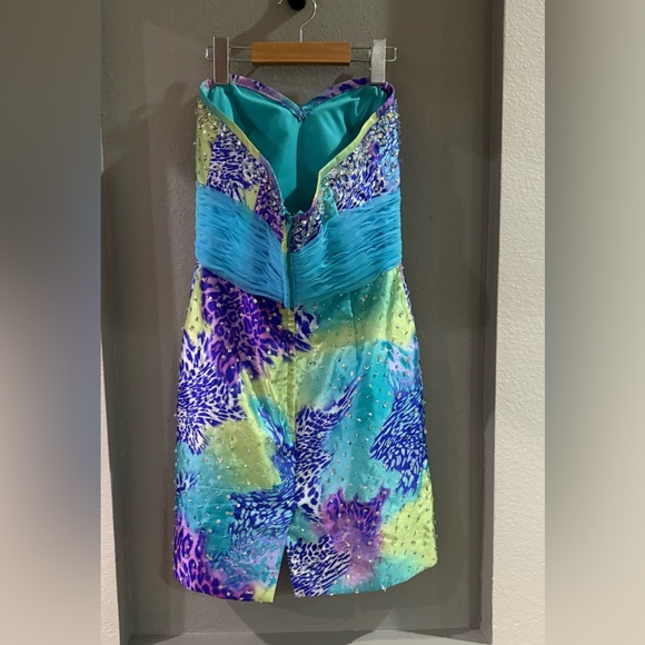 Moro Lee Vibrant Multicolor Strapless party Dress - Picture 3 of 9